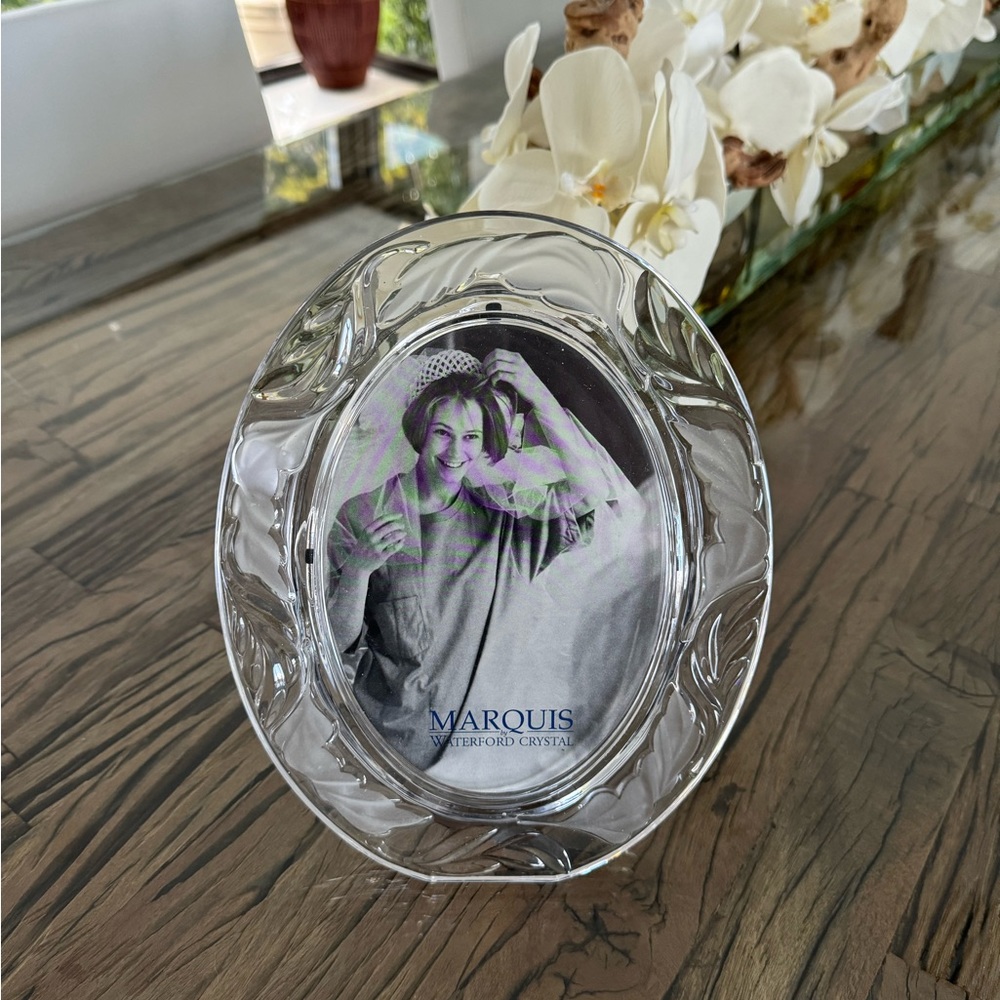 New Waterford Marquis Crystal Oval Picture Frame Vintage Decor Bridal Wedding